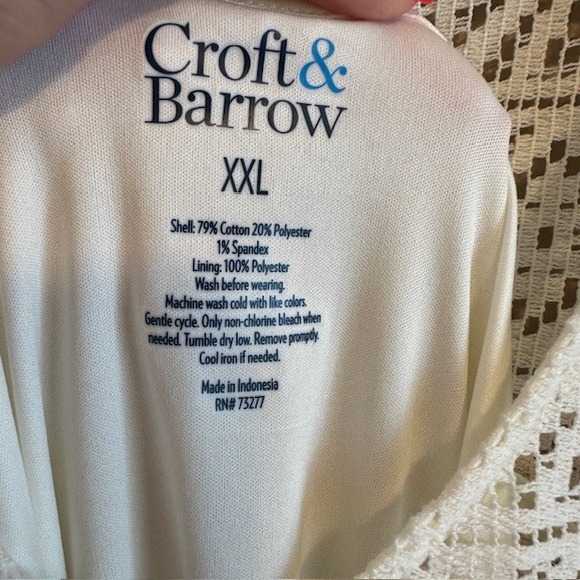 NWT Croft & Barrow Women's Ivory White‎ Flutter Sleeve V-Neck Lace Dress XXL - Picture 8 of 9